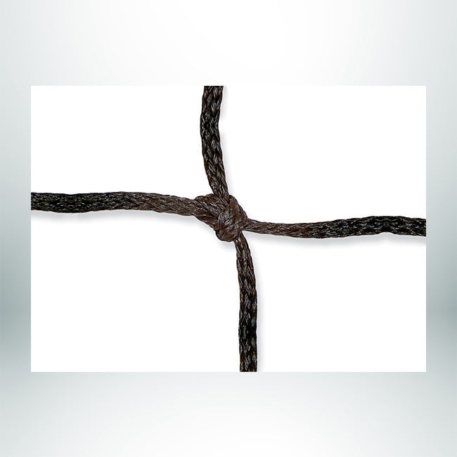 Model #NP530824410BRPE. Braided 8' x 24' soccer net, 5" mesh, black, 3 mm.
