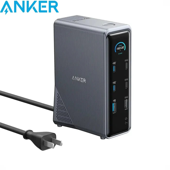 Anker Prime A83B6 14-in-1 USB-C Docking Station 160W GaN Power Supply Dual HDMI 4K@60Hz 1000Mbps LAN Multi Port Hub