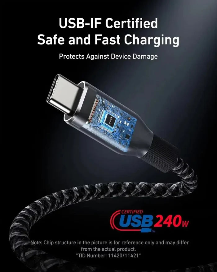 Anker Prime USB C to USB C Cable, 240W 3ft 6ft Fast Charging USB C Cable, Upcycled-Braided Nylon With 100-Year Bend Durability