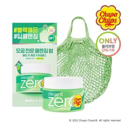 BANILA CO - Chupa Chups x Clean It Zero Cleansing Balm Pore Clarifying + Green Beach Mesh Bag