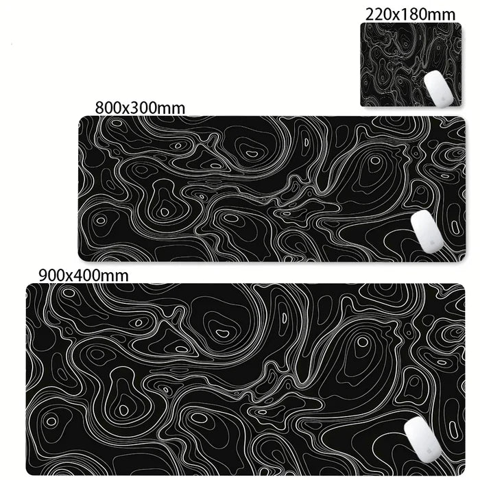 XXL Desk Mat Black And White Strata Liquid Mousepad Large Abstract Mouse Pad Gaming Deskmat With Lockedge Office Non-slip Carpet - Color: HL1802, Size: 400x800x3mm
