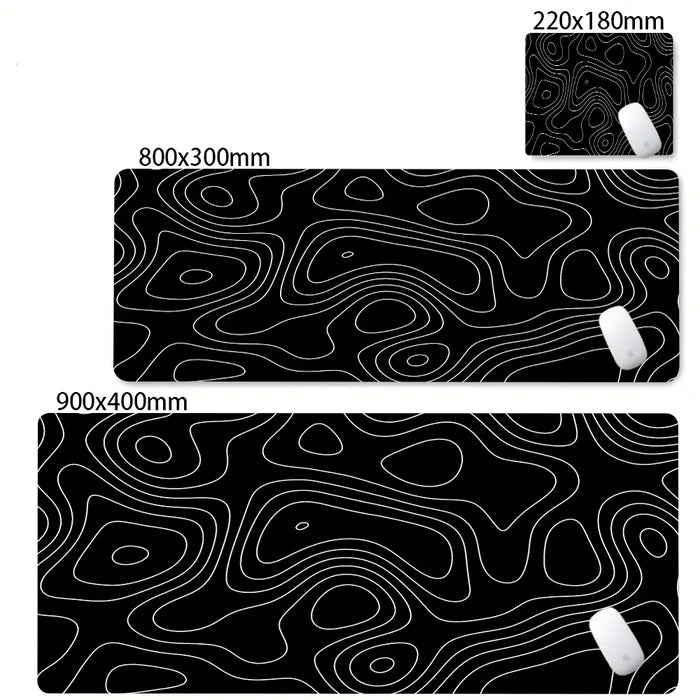 XXL Desk Mat Black And White Strata Liquid Mousepad Large Abstract Mouse Pad Gaming Deskmat With Lockedge Office Non-slip Carpet - Color: HL1817, Size: 400x900x3mm