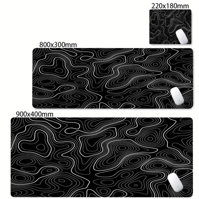 XXL Desk Mat Black And White Strata Liquid Mousepad Large Abstract Mouse Pad Gaming Deskmat With Lockedge Office Non-slip Carpet - Color: HL1816, Size: 400x800x3mm