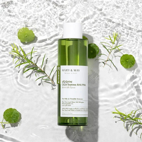 MARY & MAY - Vegan Cica Tea Tree AHA PHA Blemish Toner