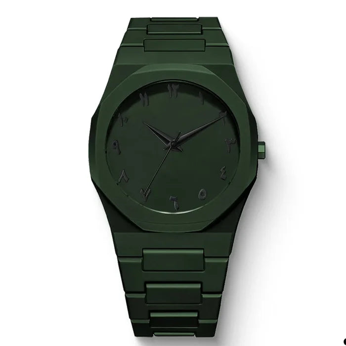 New Fashionable Men's Watch Simple Black Male Quartz Watches Arabic Digital Casual Drip Oil Strap