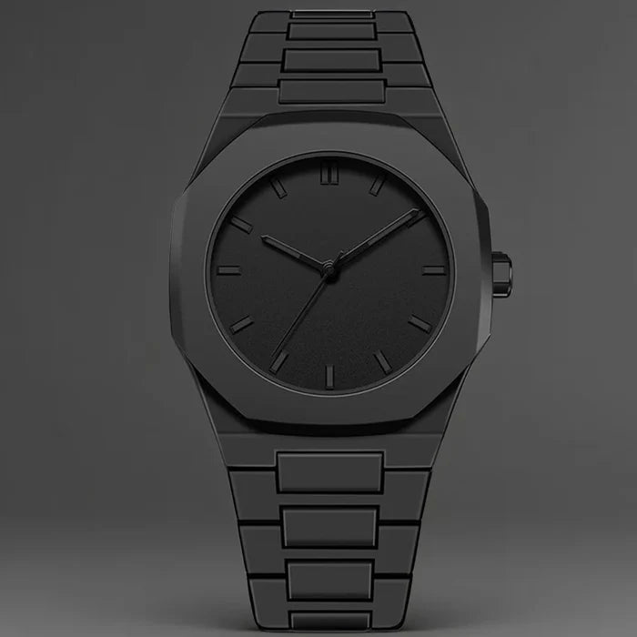 New Fashionable Men's Watch Simple Black Male Quartz Watches Arabic Digital Casual Drip Oil Strap - Color: Tie Pin - Black