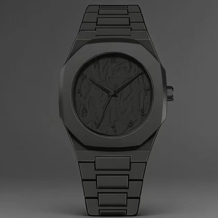 New Fashionable Men's Watch Simple Black Male Quartz Watches Arabic Digital Casual Drip Oil Strap - Color: Stripe - Black