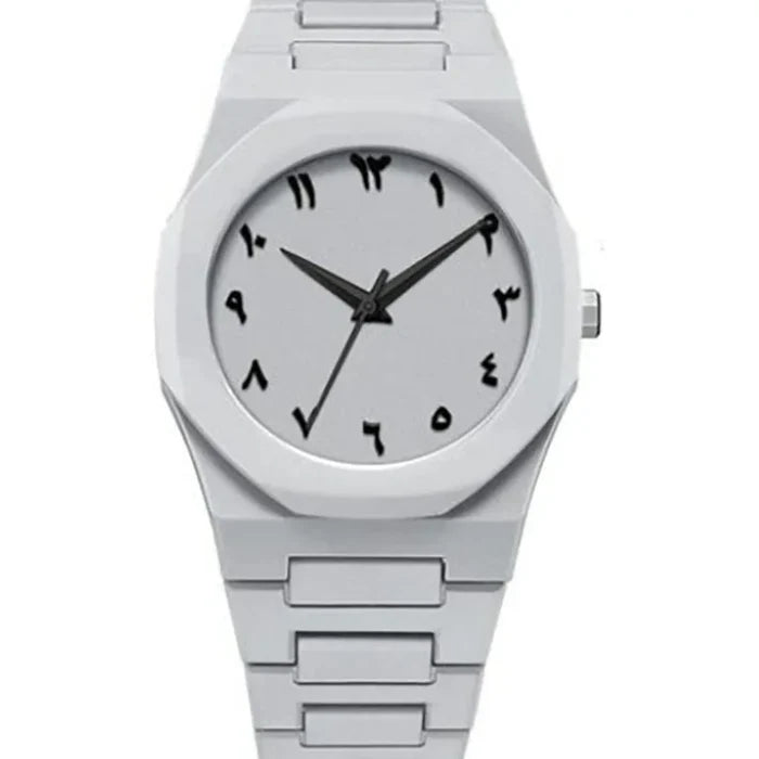 New Fashionable Men's Watch Simple Black Male Quartz Watches Arabic Digital Casual Drip Oil Strap - Color: sky blue