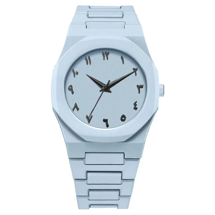 New Fashionable Men's Watch Simple Black Male Quartz Watches Arabic Digital Casual Drip Oil Strap