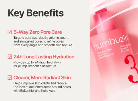 NUMBUZIN - No.3 Bifida Bakuchiol Zero Pore Milky Moisturizer