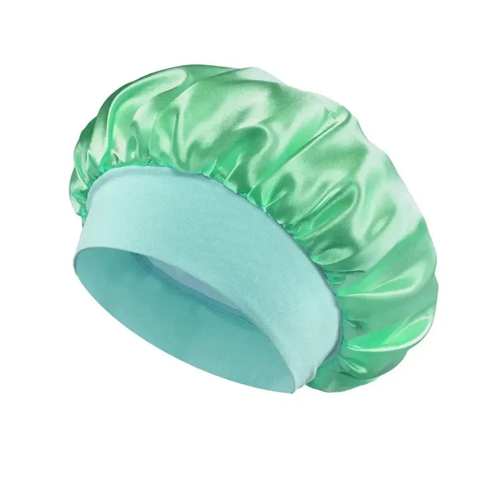 Satin bonnet for sleeping in black