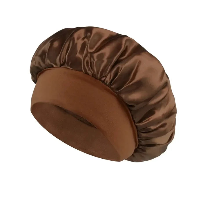 Coffee satin bonnet for sleeping