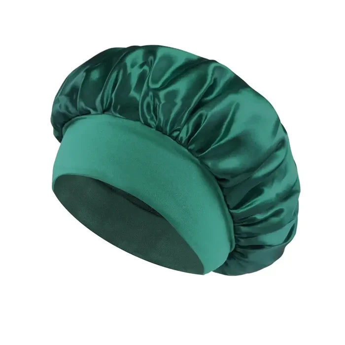 Cyan satin bonnet for sleeping