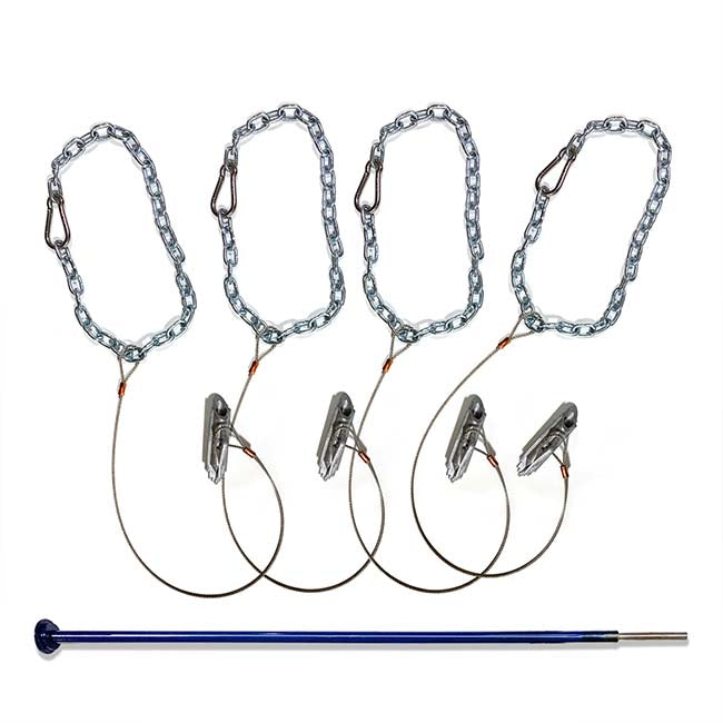 Model #KGDB68KIT Standard duckbill ground anchor kit for movable soccer goals. Includes 4 duckbill anchors with 1100 lb. rating and one steel driver.