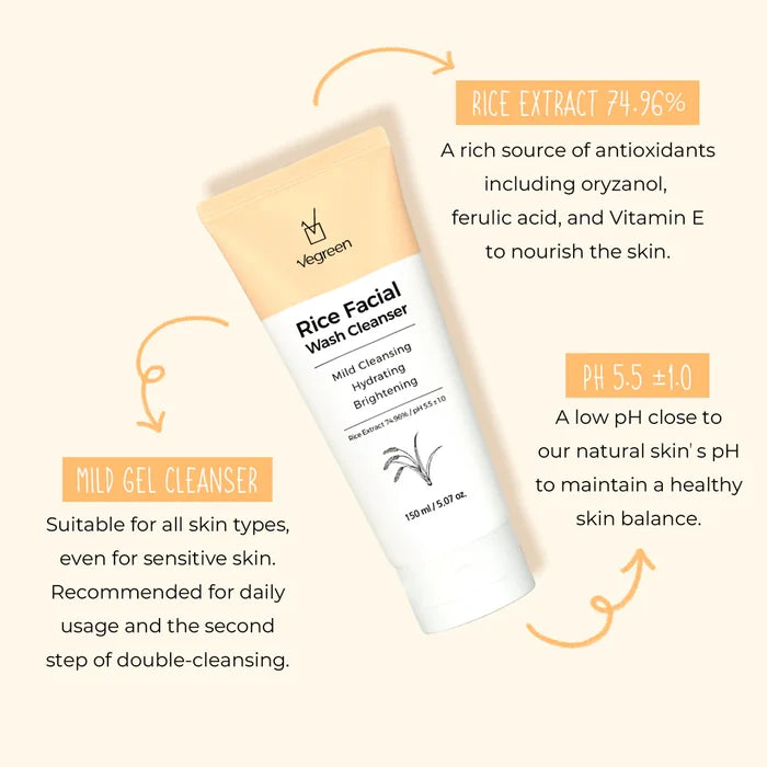 VEGREEN - Rice Facial Wash Cleanser